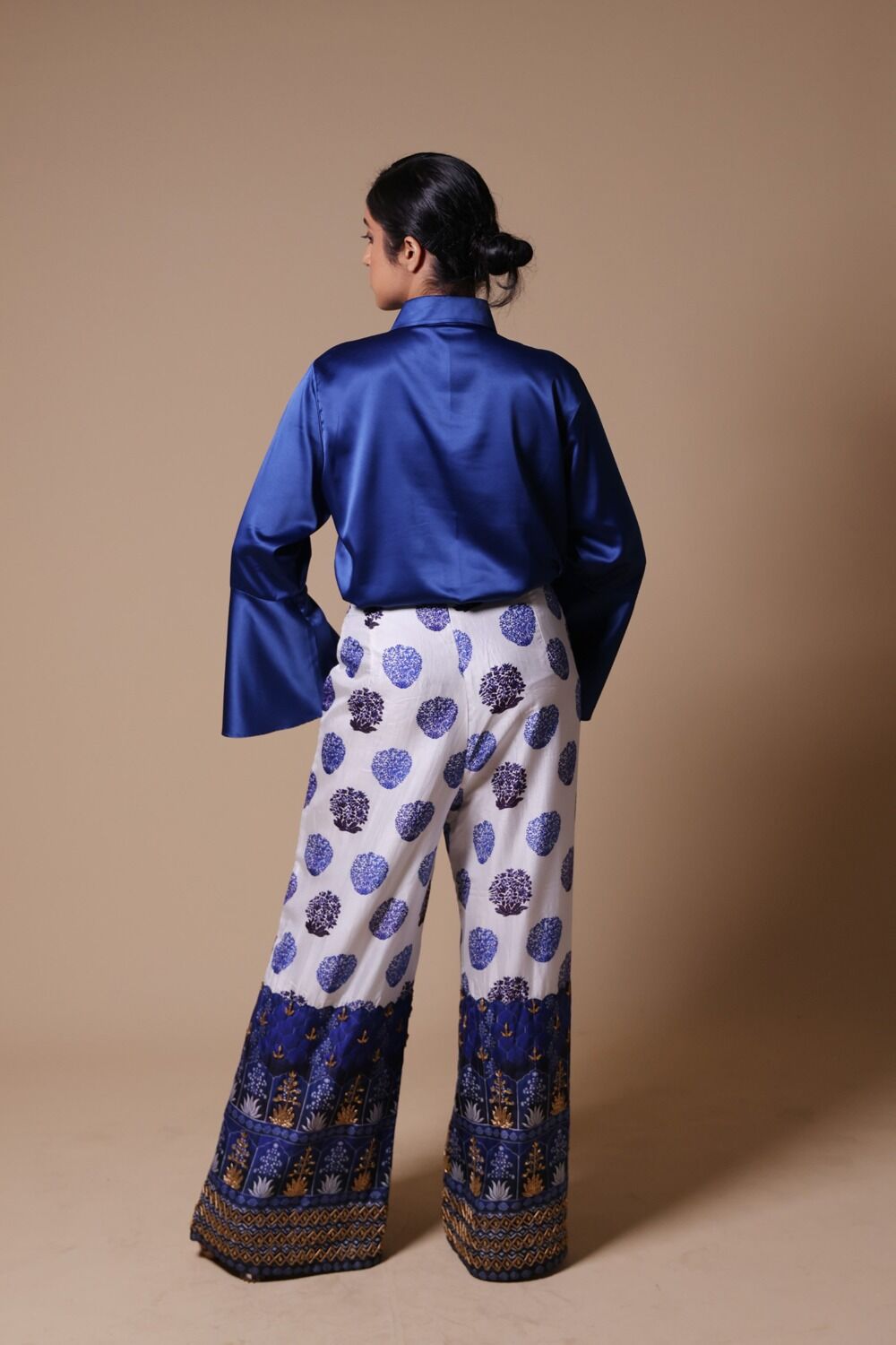 Hand Embroidered Flared Pants With Shirt - Image 6