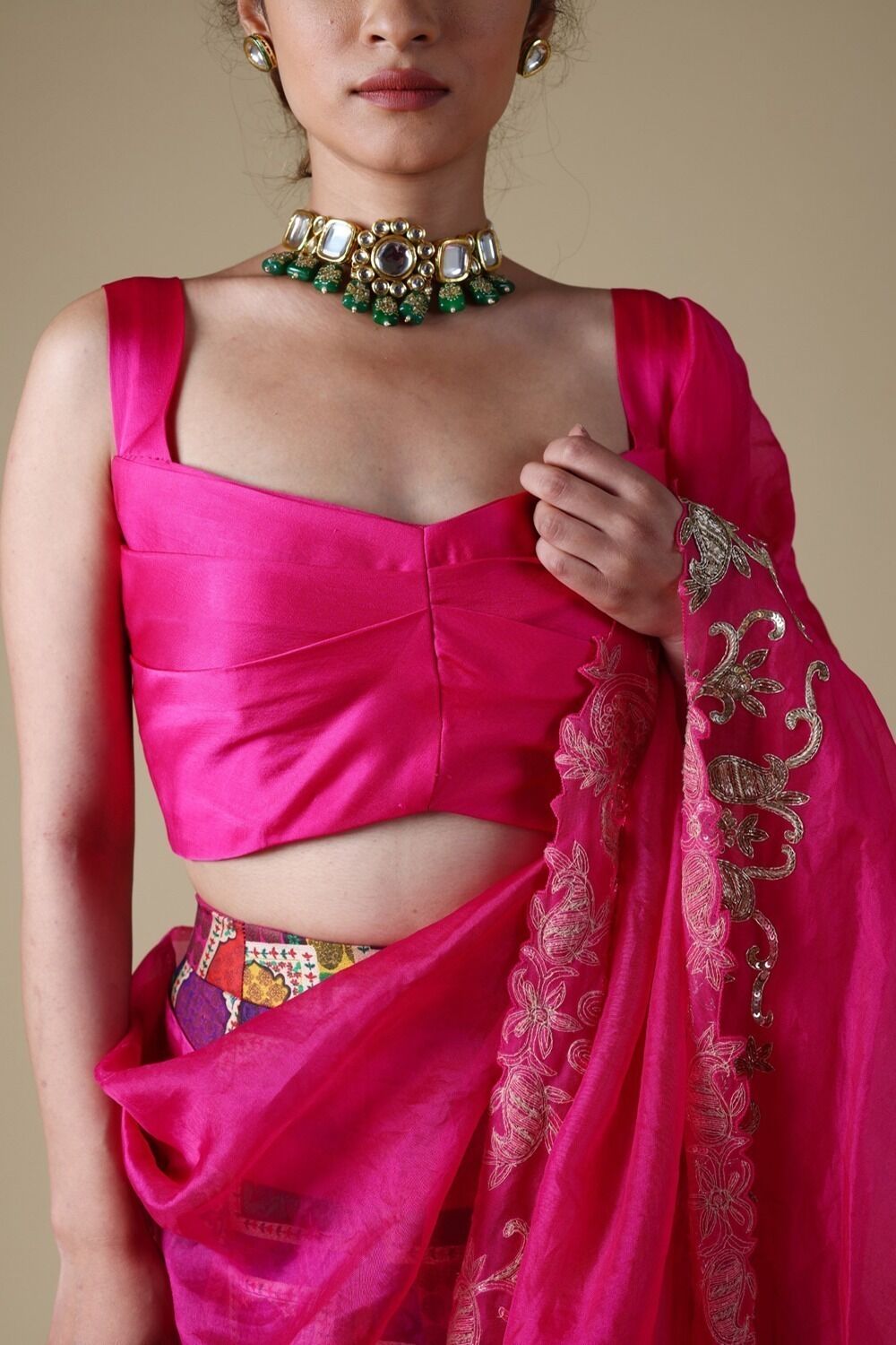 Mitali Nag Hand-Embroidered Zardosi Work Dupatta With Lehenga And Blouse - Image 5