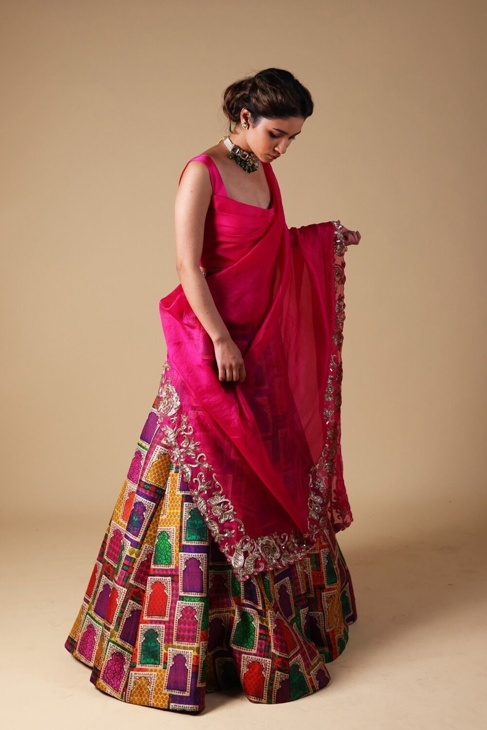 Mitali Nag Hand-Embroidered Zardosi Work Dupatta With Lehenga And Blouse - Image 6