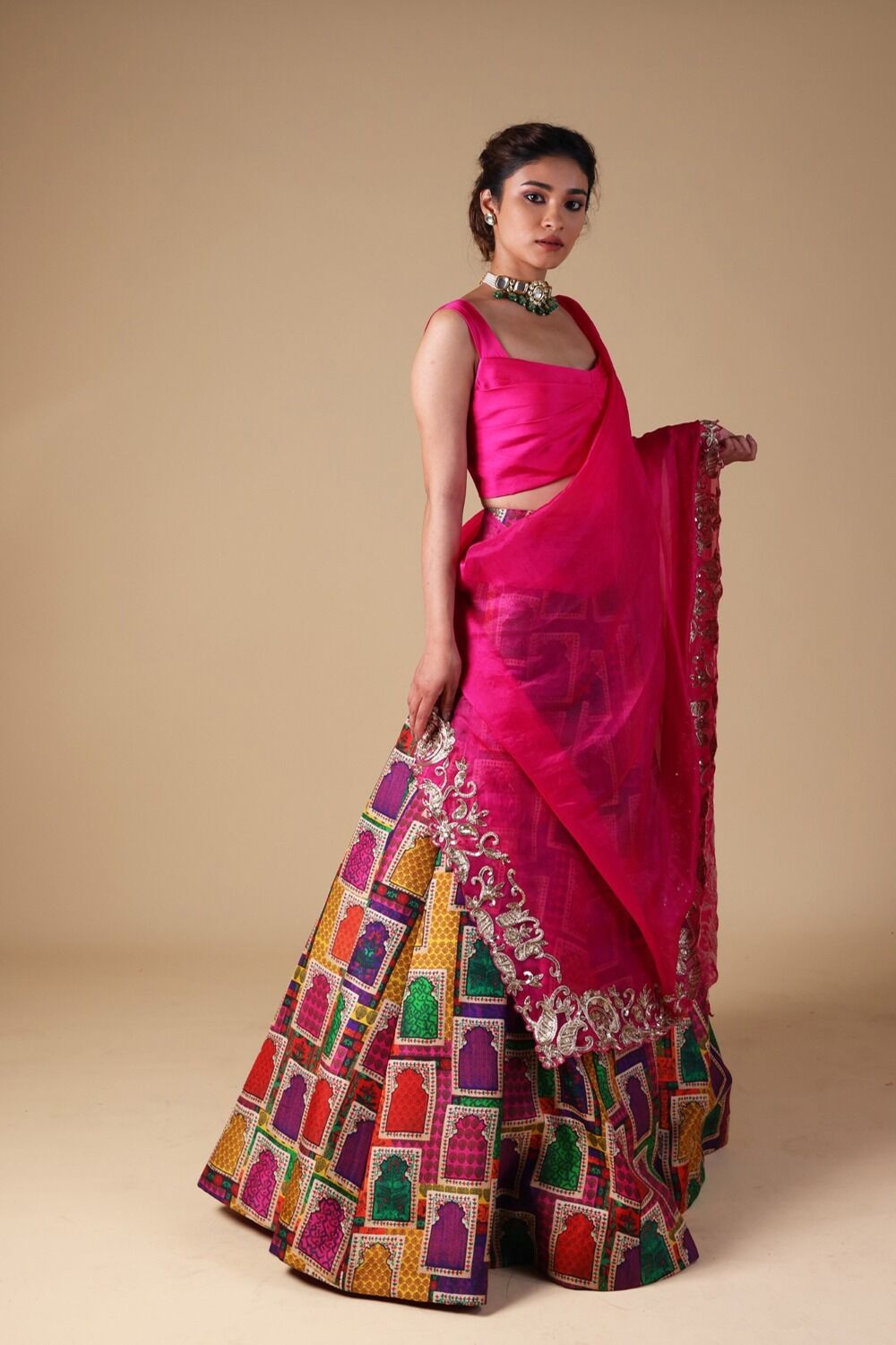Mitali Nag Hand-Embroidered Zardosi Work Dupatta With Lehenga And Blouse - Image 7
