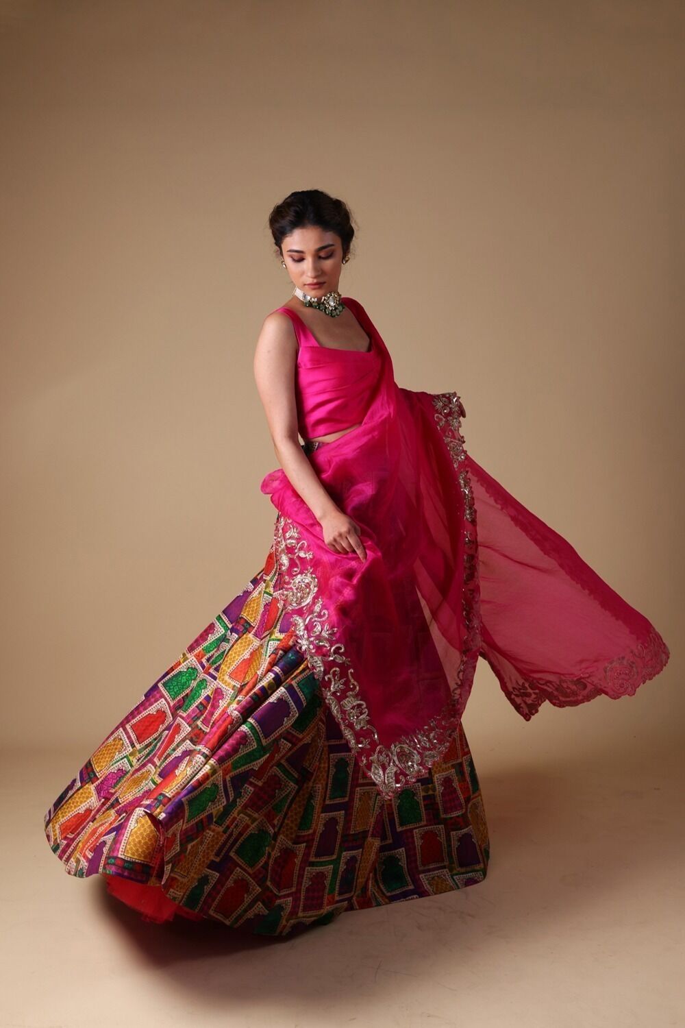 Mitali Nag Hand-Embroidered Zardosi Work Dupatta With Lehenga And Blouse - Image 4