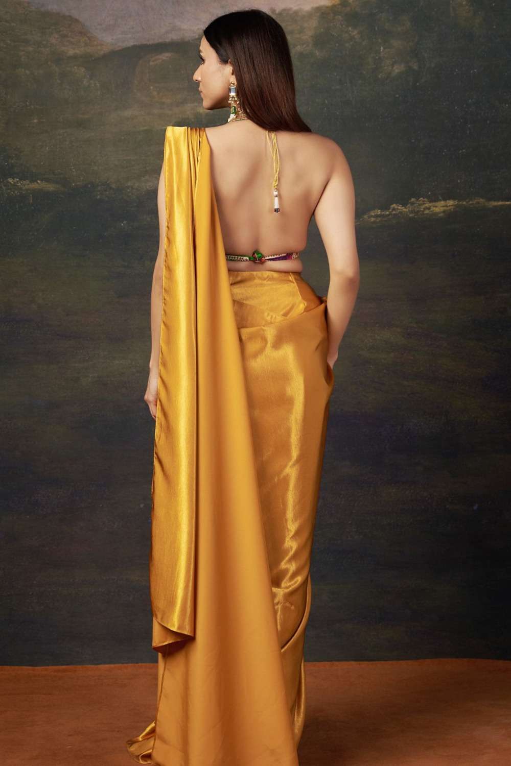 Liquid gold saree with Cleopatra blouse - Image 3