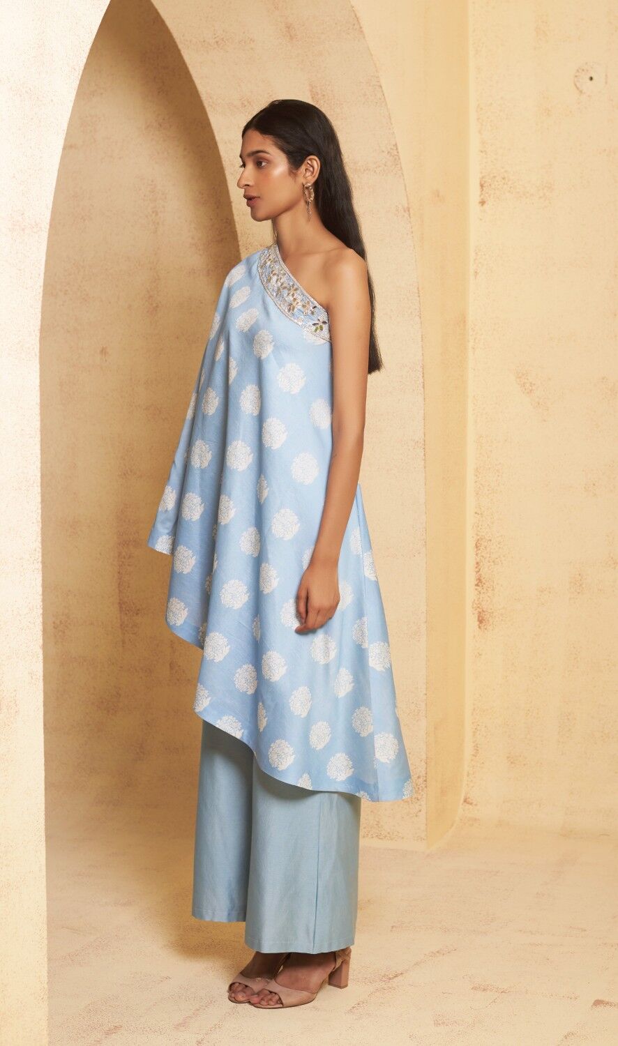 Hand Embroidered Off shoulder tunic set - Image 5