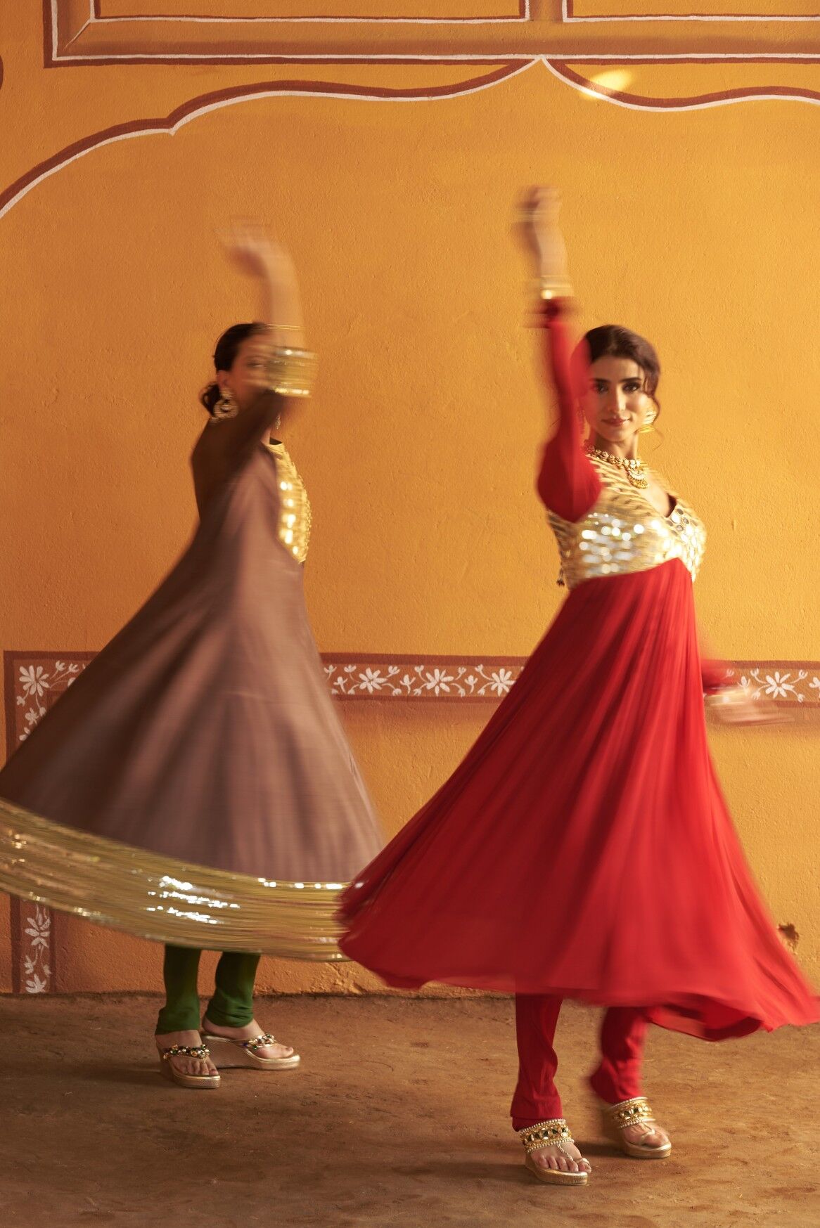 Hand-Embroidered Anarkali with twin dupatta - Image 11