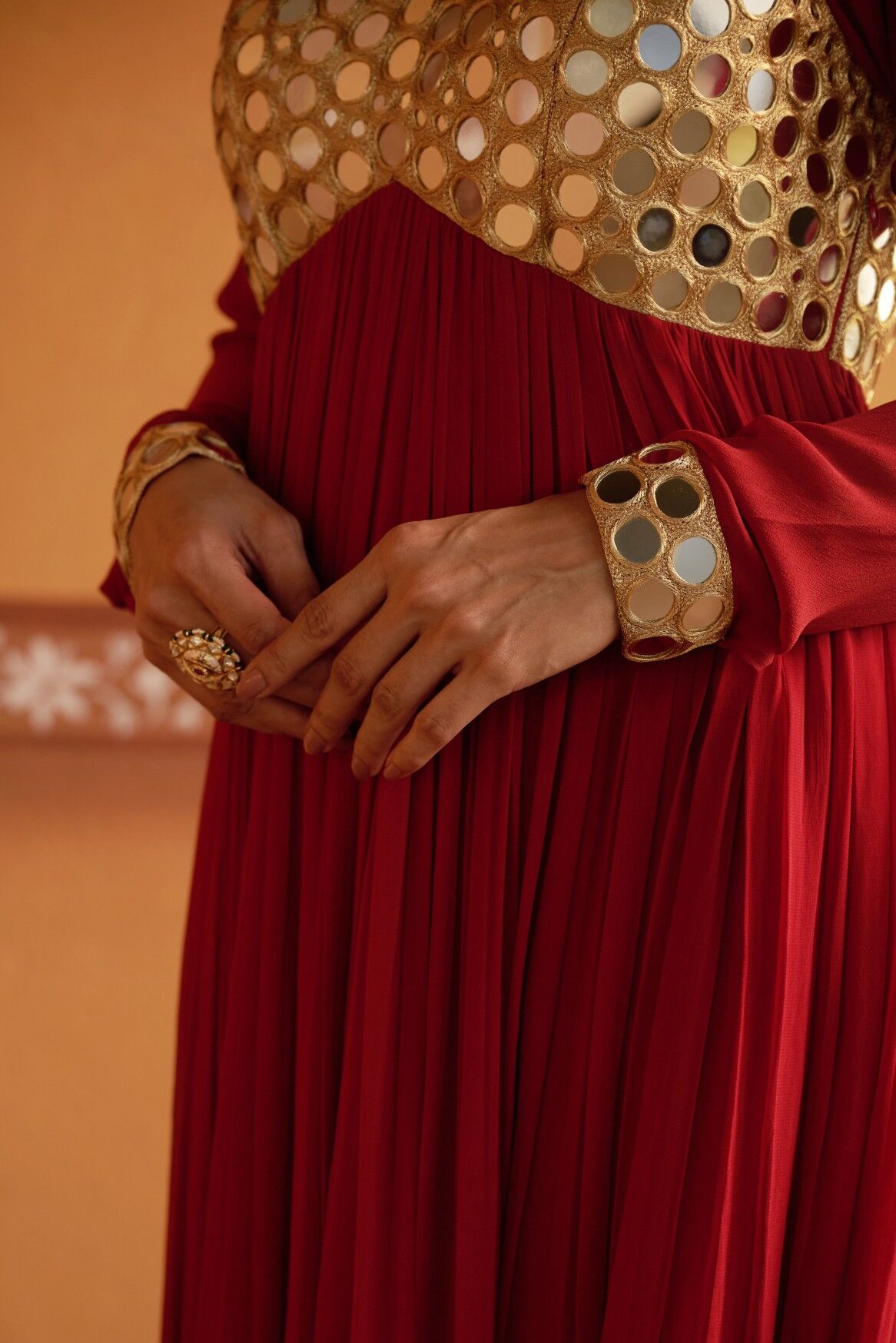 Hand-Embroidered Anarkali with twin dupatta - Image 6