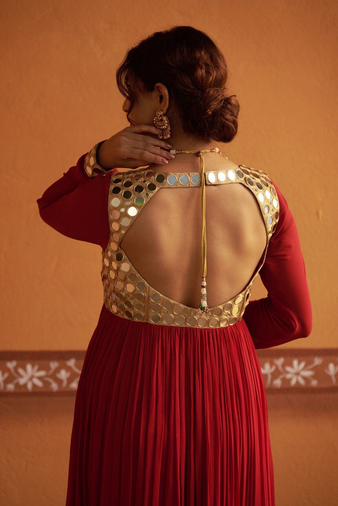 Hand-Embroidered Anarkali with twin dupatta - Image 5